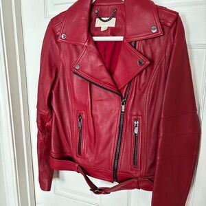 Red Leather Bomber Jacket